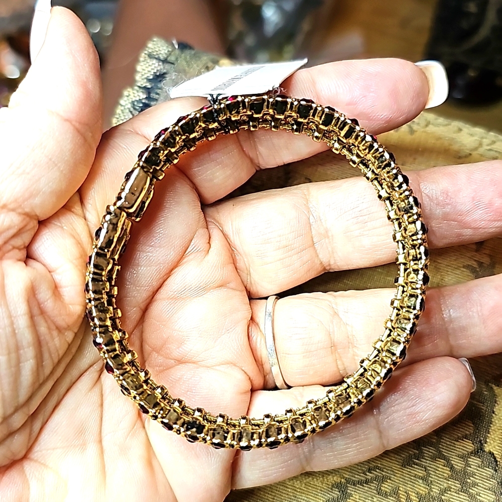 Miriam Haskell Ruby Rhinestone Bracelet - image 3